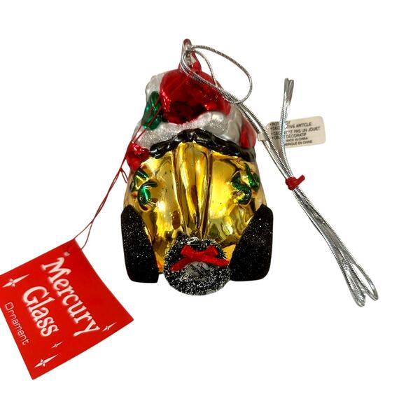 Dept 56 Handblown Mercury Glass Jumbo Christmas 'Santa's Racecar' Ornament-NWT - Picture 3 of 6